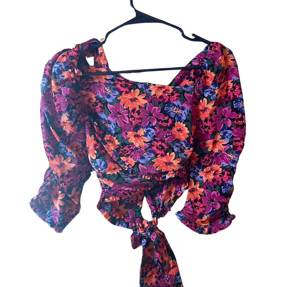 Anthropologie Maronie Floral Blouse - Pink and Orange NWOT